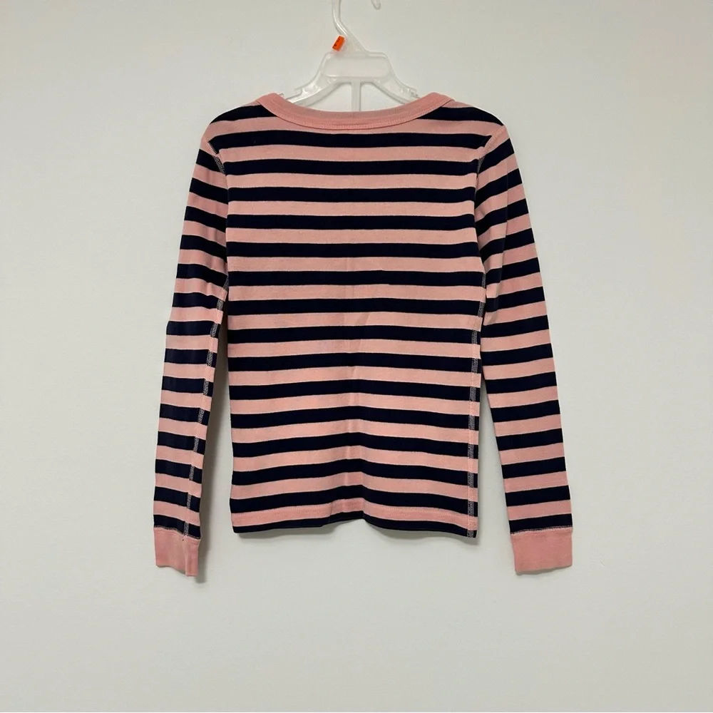 Hanna Andersson 100% Organic Cotton Striped Ballet Pink and Navy Long Sleeve Top